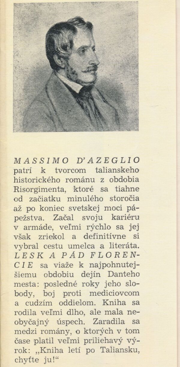 Massimo d‘Azeglio: Lesk a pád Florencie