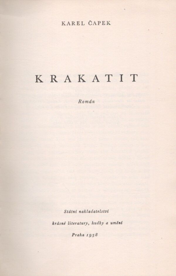 Karel Čapek: KRAKATIT