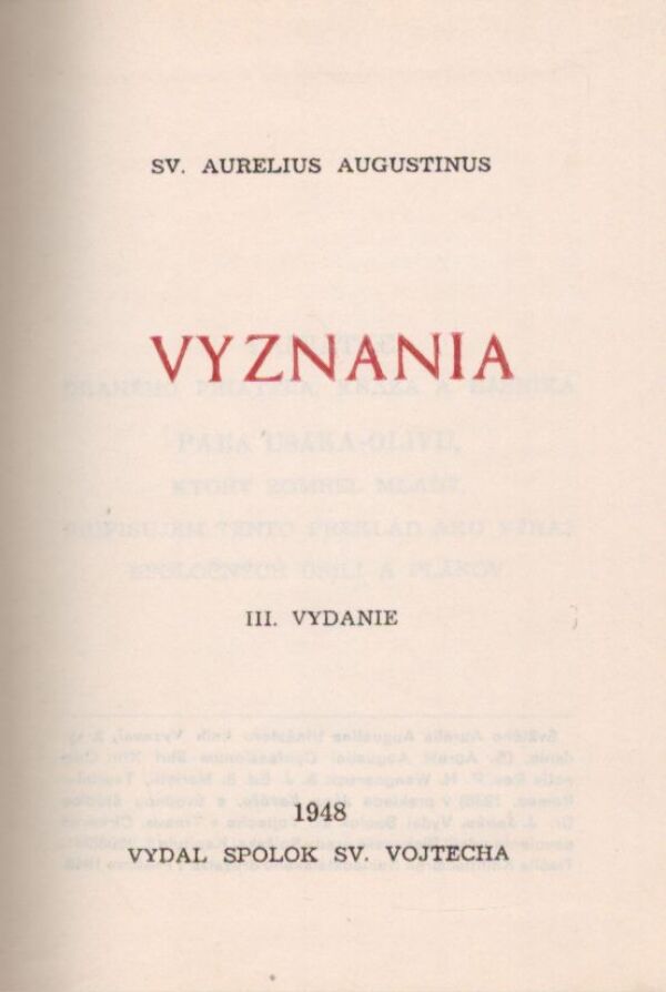 Aurelius Augustinus: VYZNANIA