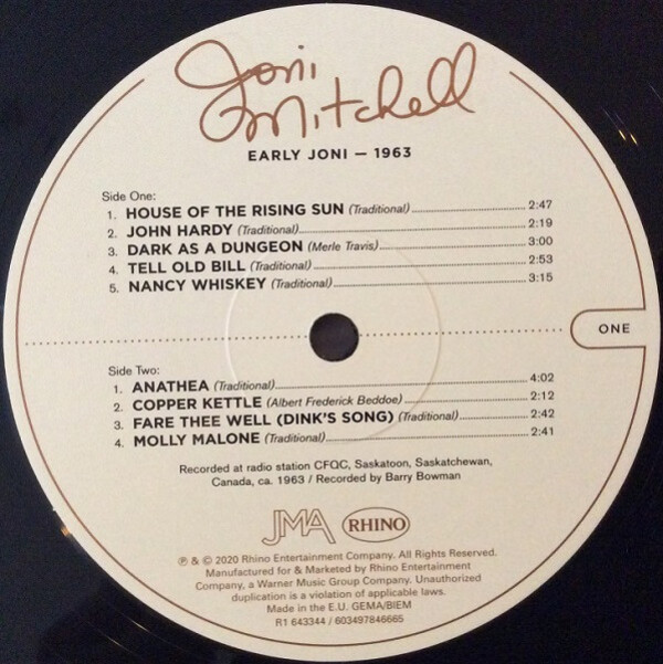 Joni Mitchell: EARLY JONI-1963 - LP