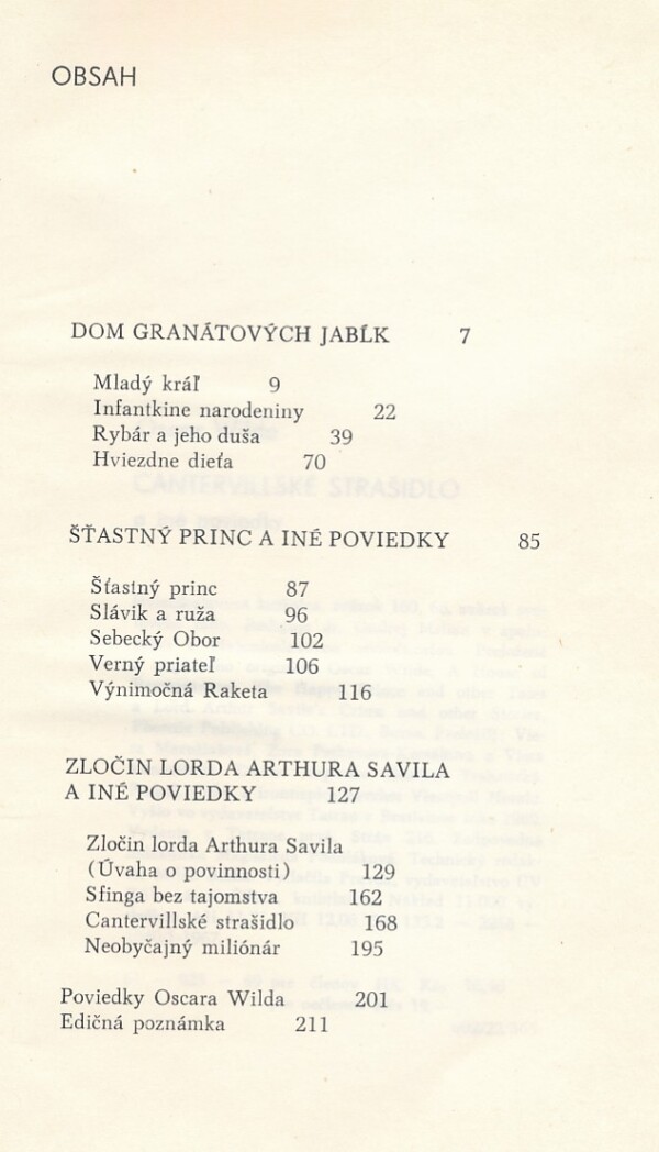 Oscar Wilde: CANTERVILLSKÉ STRAŠIDLO A INÉ POVIEDKY