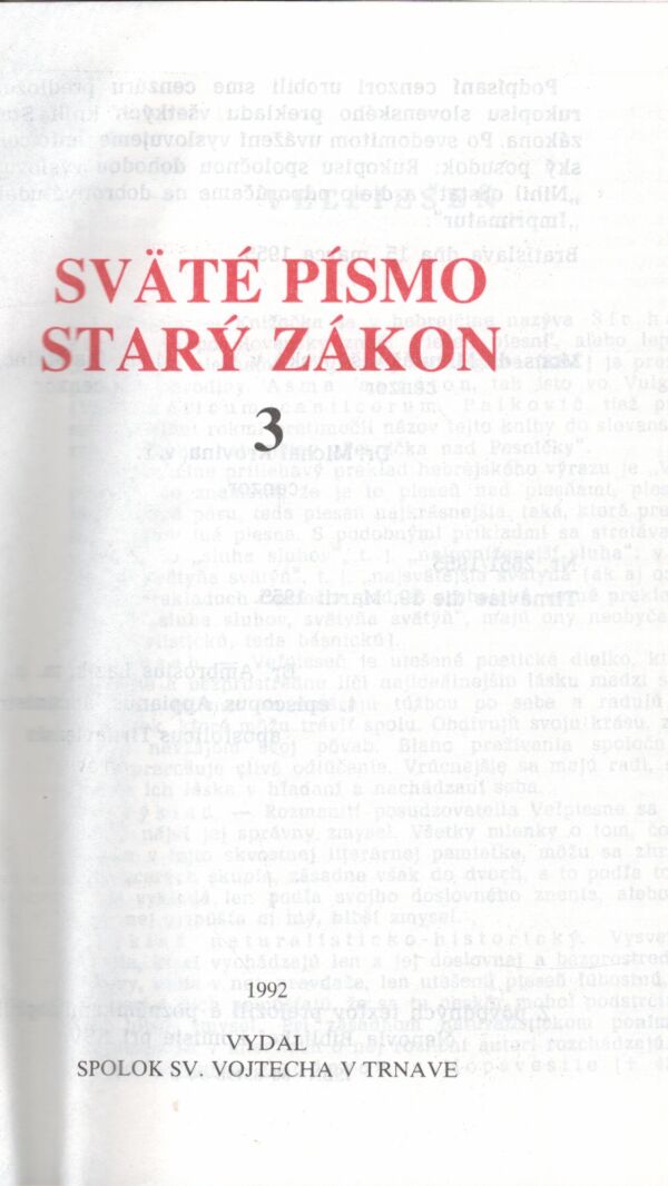 SVÄTÉ PÍSMO - STARÝ ZÁKON I-IV