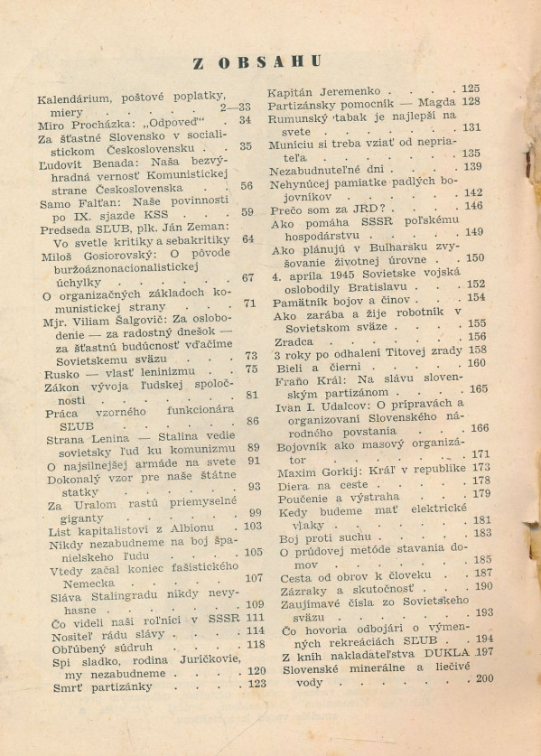 Kalendár Sväzu ľudových protifašistických bojovníkov na rok 1951
