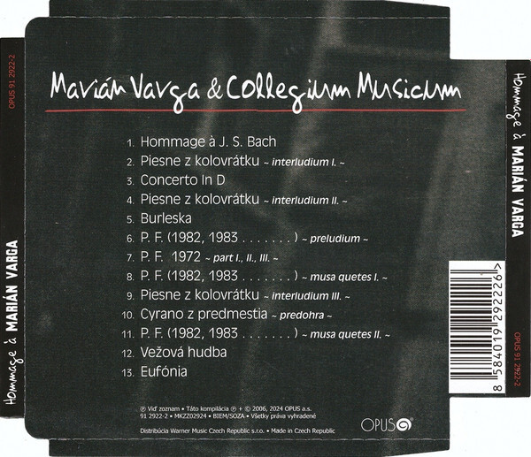 Marián Varga: HOMMAGE Á MARIÁN VARGA - CD