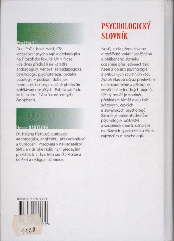 Pavel Hartl, Helena Hartlová: PSYCHOLOGICKÝ SLOVNÍK