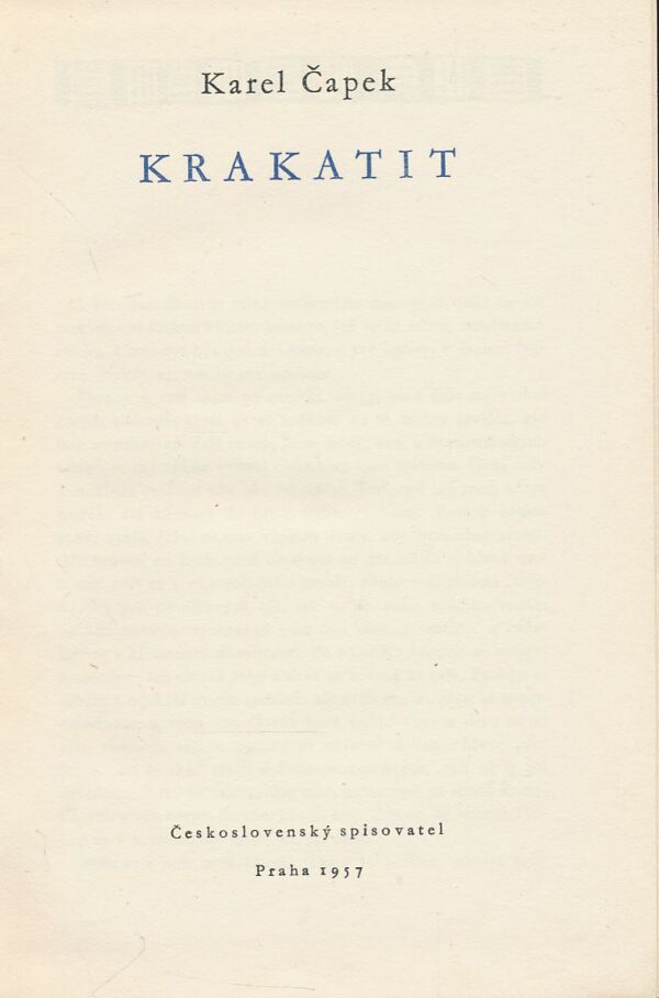 Karel Čapek: Krakatit