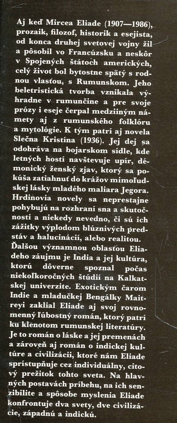 Mircea Eliade: MAITREYI. SLEČNA KRISTÍNA