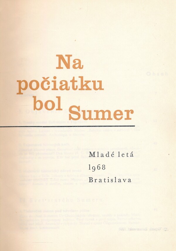 Vojtech Zamarovský: NA POČIATKU BOL SUMER