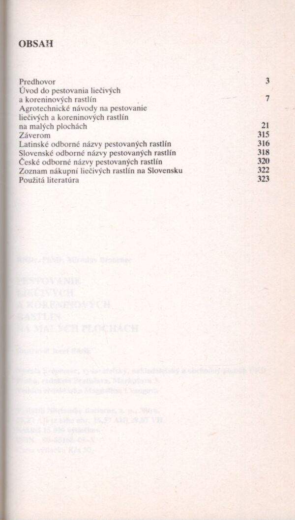 Miroslav Brabenec, Jozef Bôrik: PESTOVANIE LIEČIVÝCH A KORENINOVÝCH RASTLÍN NA MALÝCH PLOCHÁCH