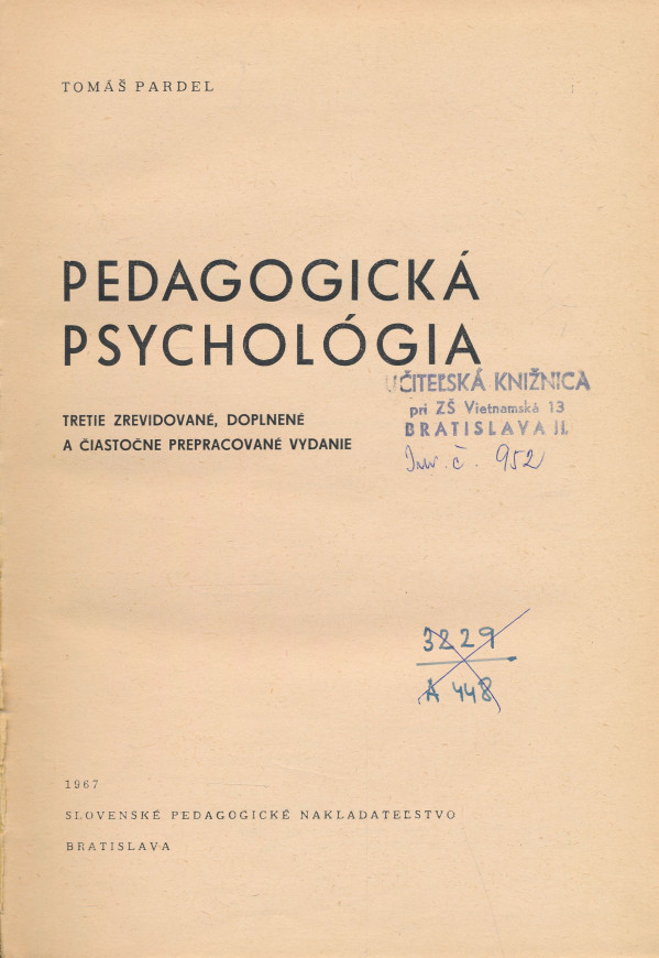 Tomáš Pardel: Pedagogická psychológia