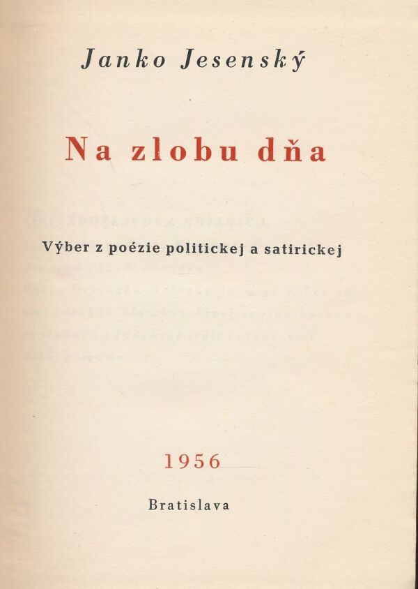 Janko Jesenský: Na zlobu dňa