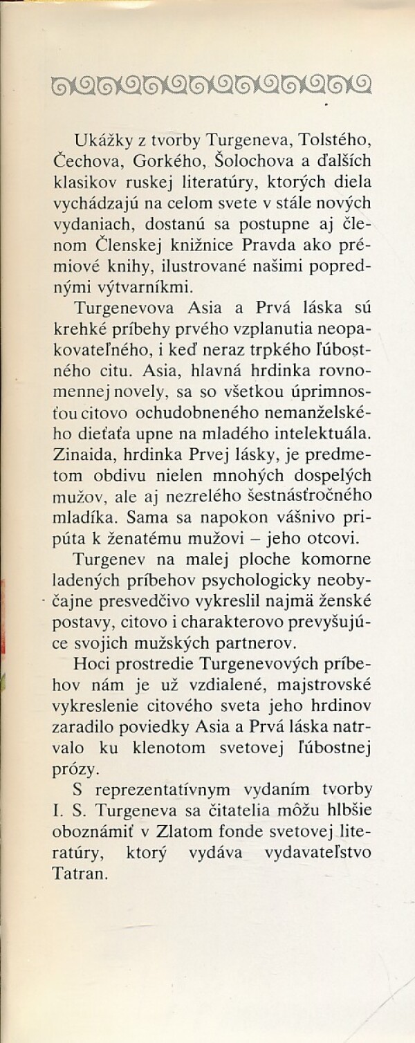 Ivan Sergejevič Turgenev: ASIA. PRVÁ LÁSKA.