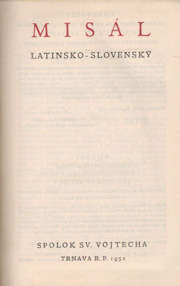 MISÁL LATINSKO-SLOVENSKÝ