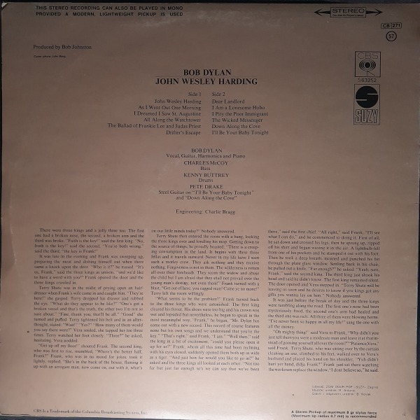 Bob Dylan: JOHN WESLEY HARDING - LP