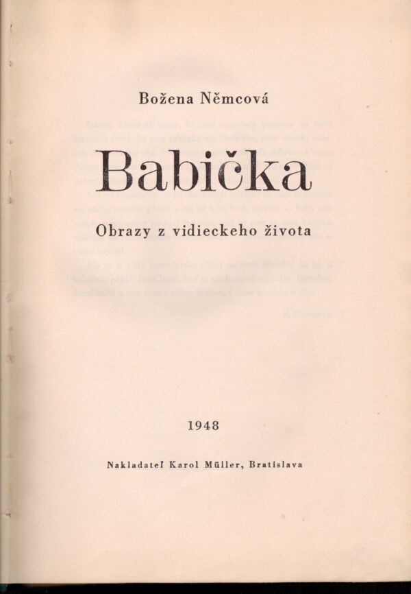Božena Němcová: BABIČKA