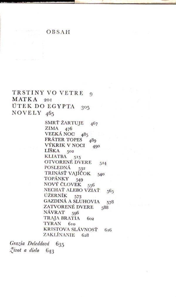 Grazia Deleddová: TRSTINY VO VETRE