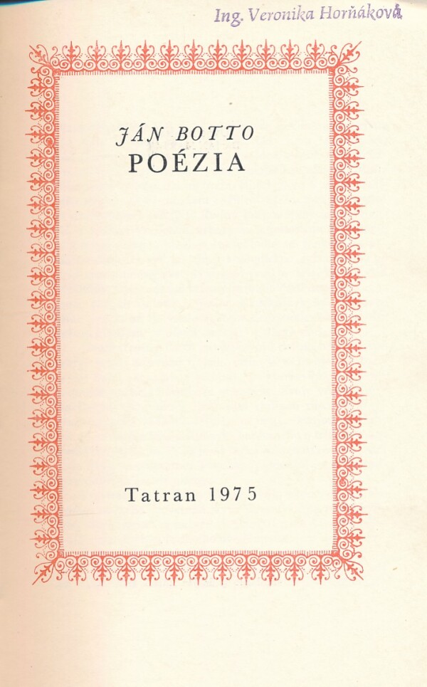 Ján Botto: POÉZIA