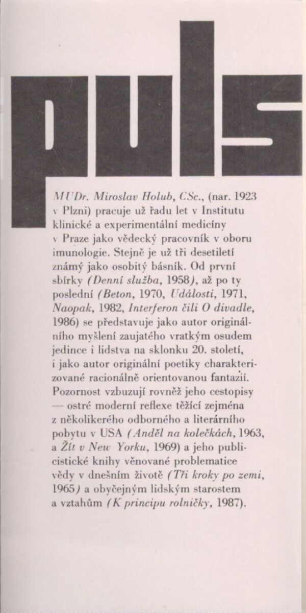 Miroslav Holub: MAXWELLŮV DÉMON ČILI O TVOŘIVOSTI