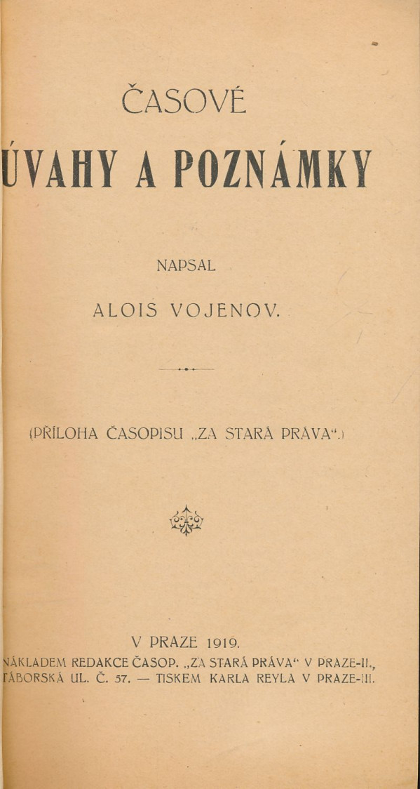 Alois Vojenov: Časové úvahy a poznámky