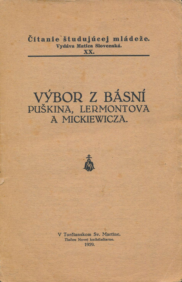 Výbor z básní Puškina, Lermontova a Mickiewicza