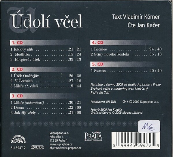 Vladimír Korner: ÚDOLÍ VČEL - AUDIOKNIHA 5CD