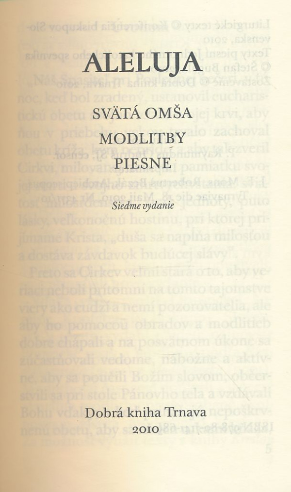 Aleluja - Svätá omša, modlitby, piesne
