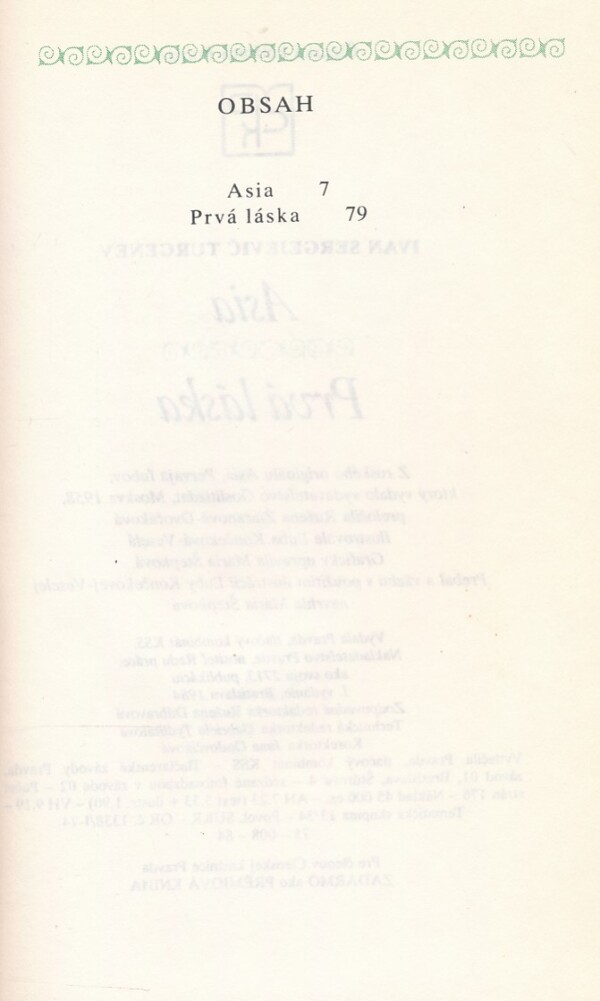 Ivan Sergejevič Turgenev: ASIA. PRVÁ LÁSKA.