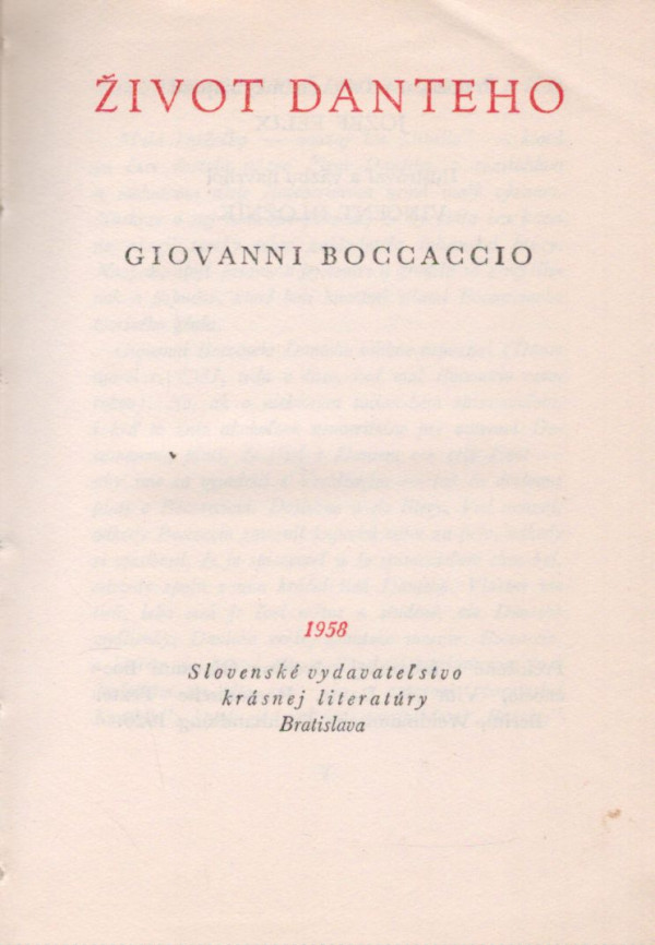 Giovanni Boccaccio: ŽIVOT DANTEHO