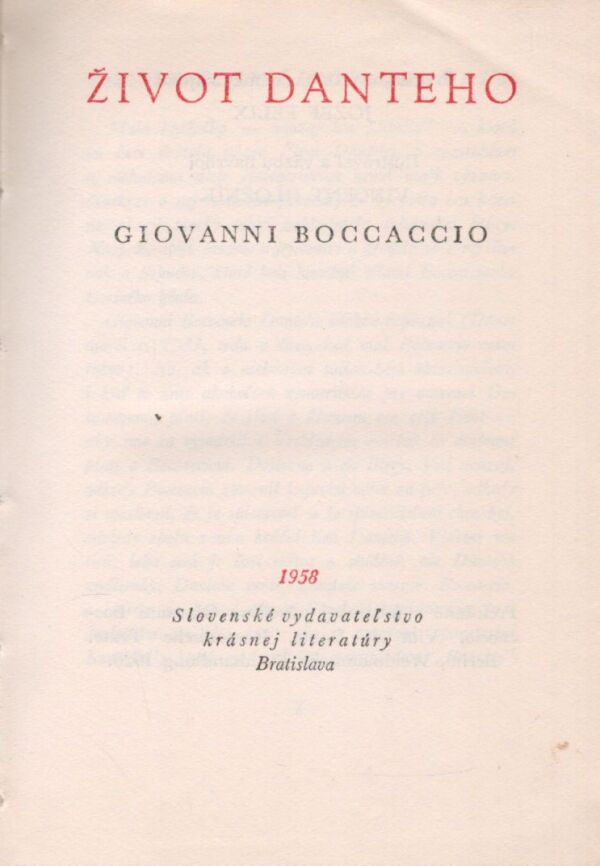 Giovanni Boccaccio: ŽIVOT DANTEHO