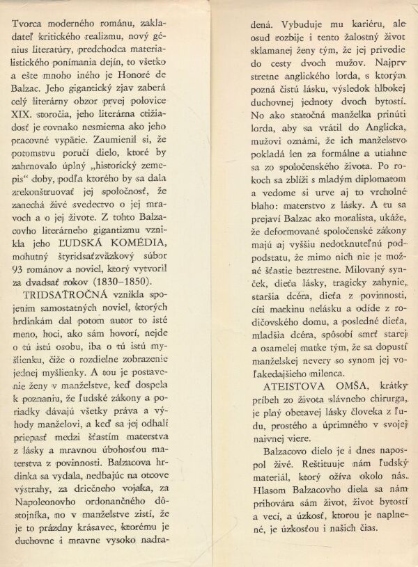 Honoré de Balzac: Tridsaťročná. Ateistova omša