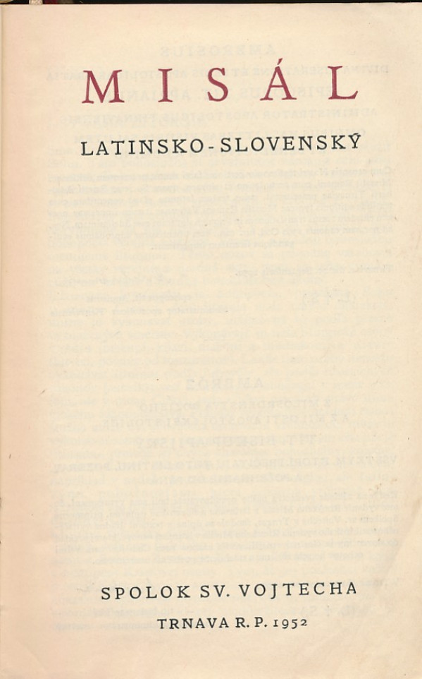 MISÁL LATINSKO-SLOVENSKÝ