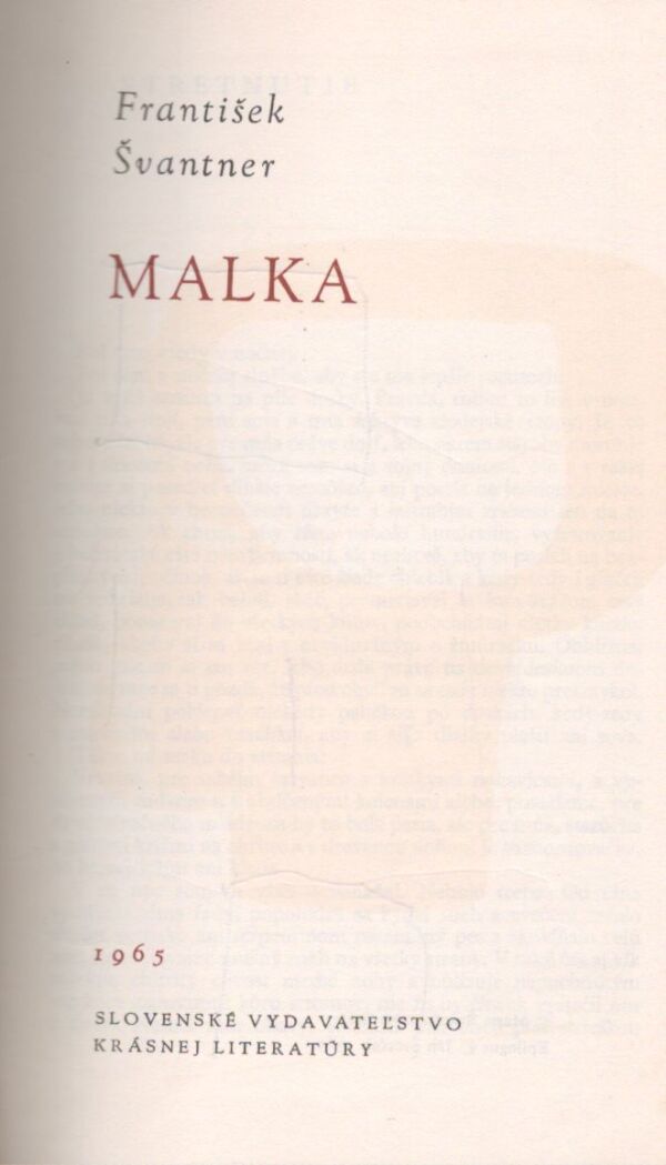 František Švantner: MALKA