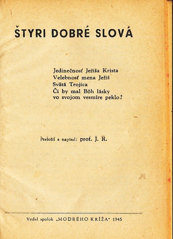 Břetislav Hladký, R.  J., Sören Kierkegaard: VEĎ MNE CESTOU VĚČNOU. ŠTYRI DOBRÉ SLOVÁ. CHVALOŘEČ NA ABRAHAMA