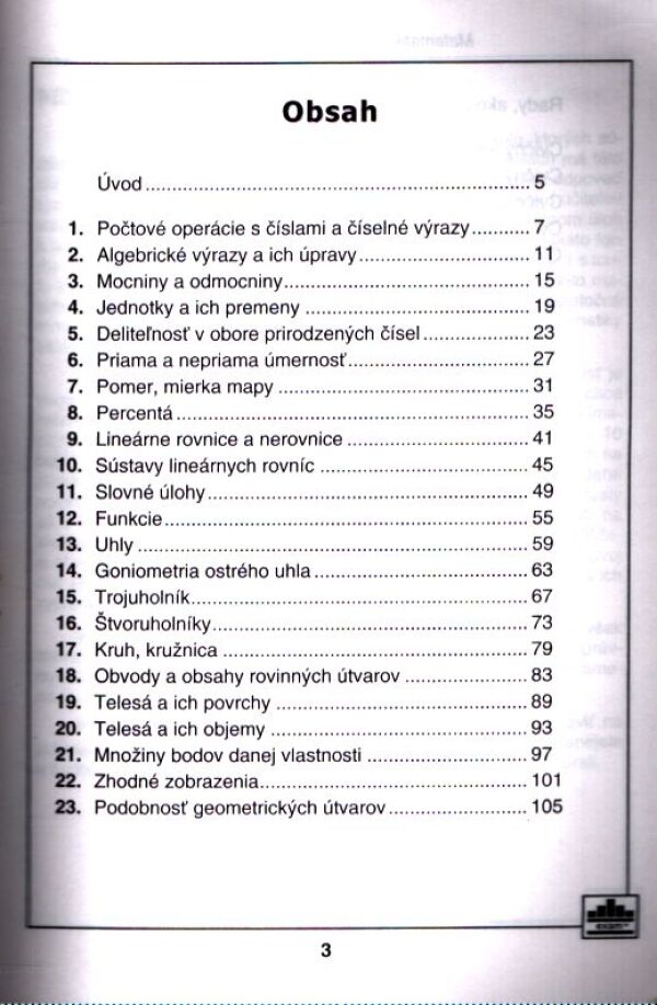 V. Burjan, A. Bastlová: MATEMATIKA ZÁKLADNEJ ŠKOLY V TESTOCH