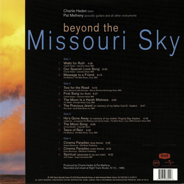 Charlie Haden, Pat Metheny: BEYOND THE MISSOURI SKY - LP