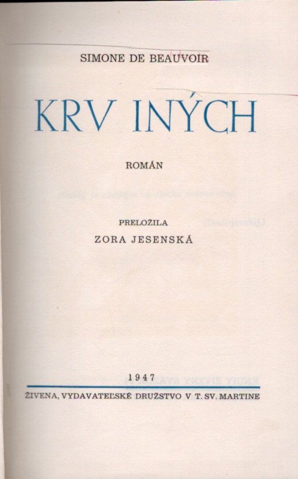 Simone de Beauvoir: KRV INÝCH