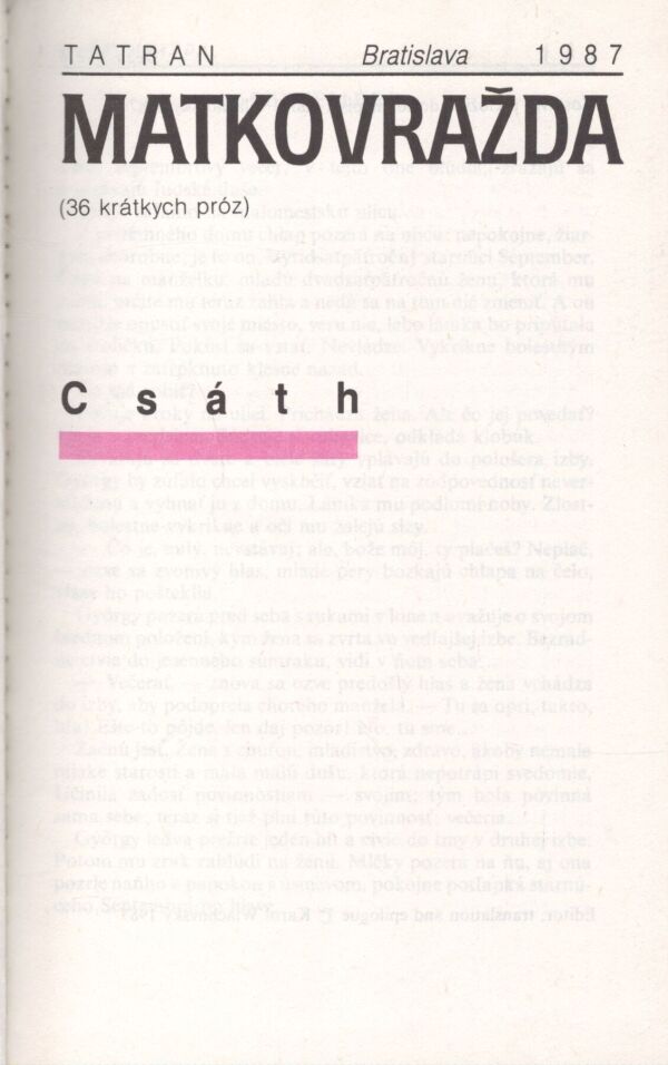 Géza Csáth: MATKOVRAŽDA