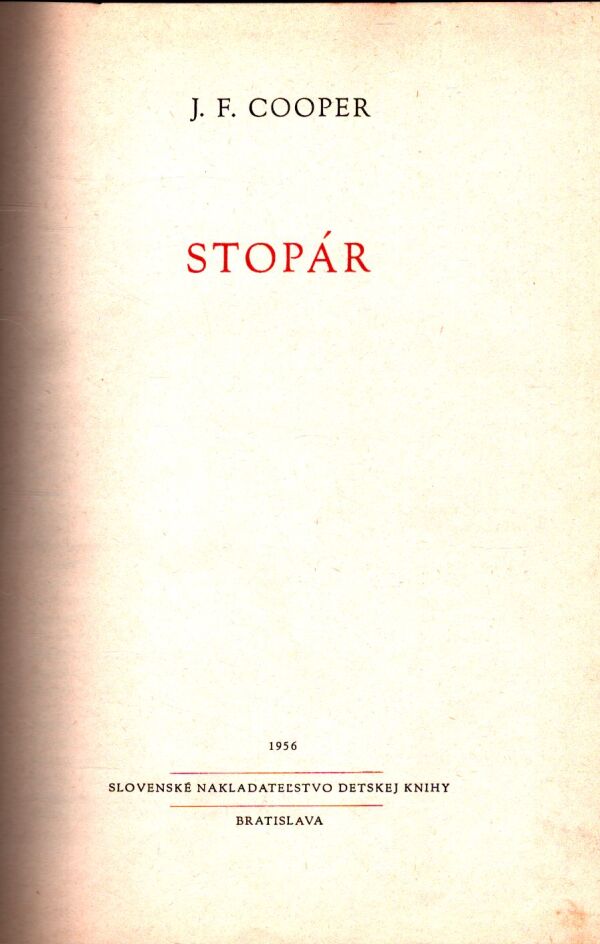 J. F. Cooper: STOPÁR