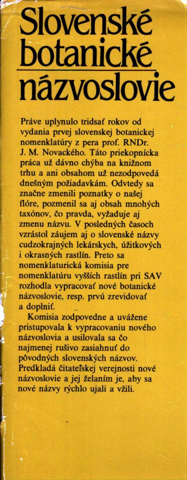 M. Červenka a kol.: SLOVENSKÉ BOTANICKÉ NÁZVOSLOVIE