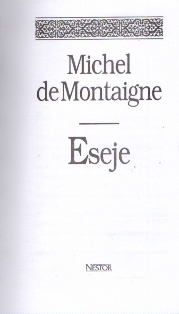 Michel de Montaigne: ESEJE