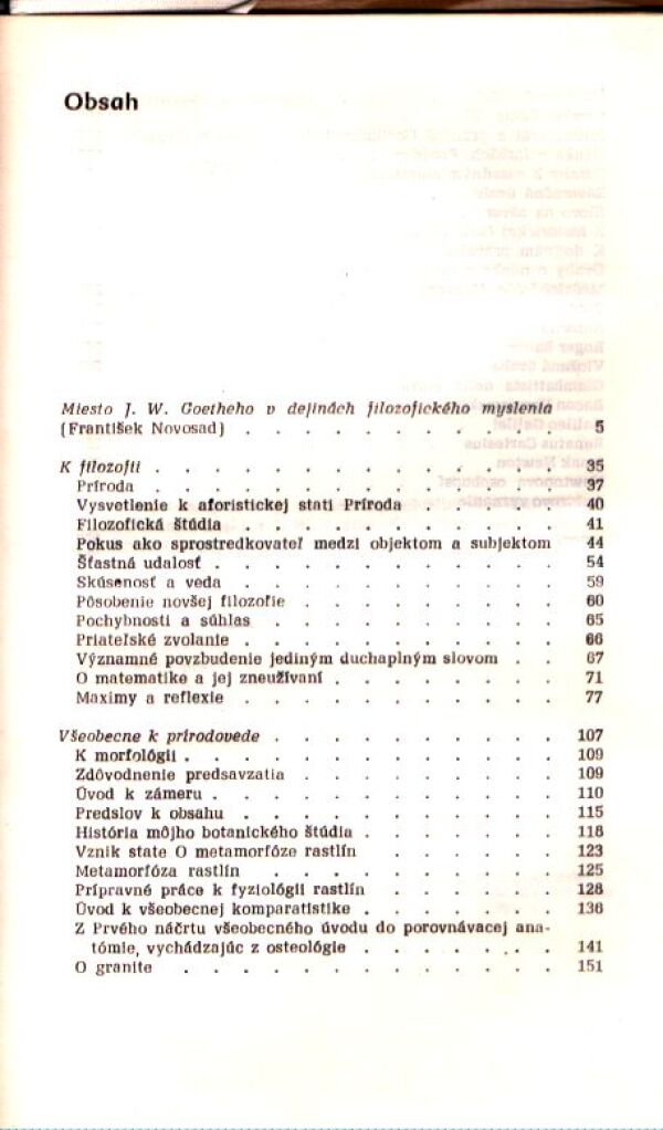 J. W. Goethe: O PRÍRODE A UMENÍ