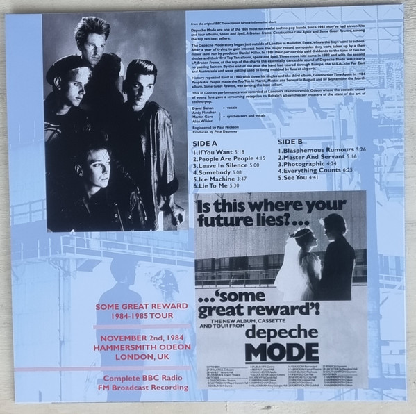 Depeche Mode: SOME GREAT REWARD 1984-1985 TOUR - LP