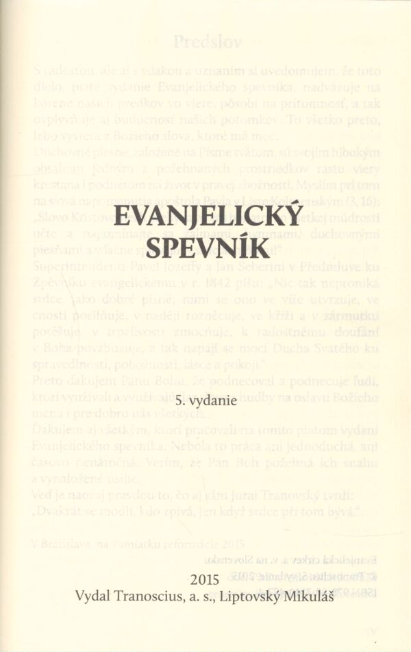 EVANJELICKÝ SPEVNÍK