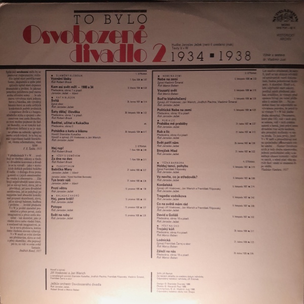 Jaroslav Ježek, Jan Werich, Jiří Voskovec: TO BYLO OSVOBOZENÉ DIVADLO 2, 1934-1938 - 2LP