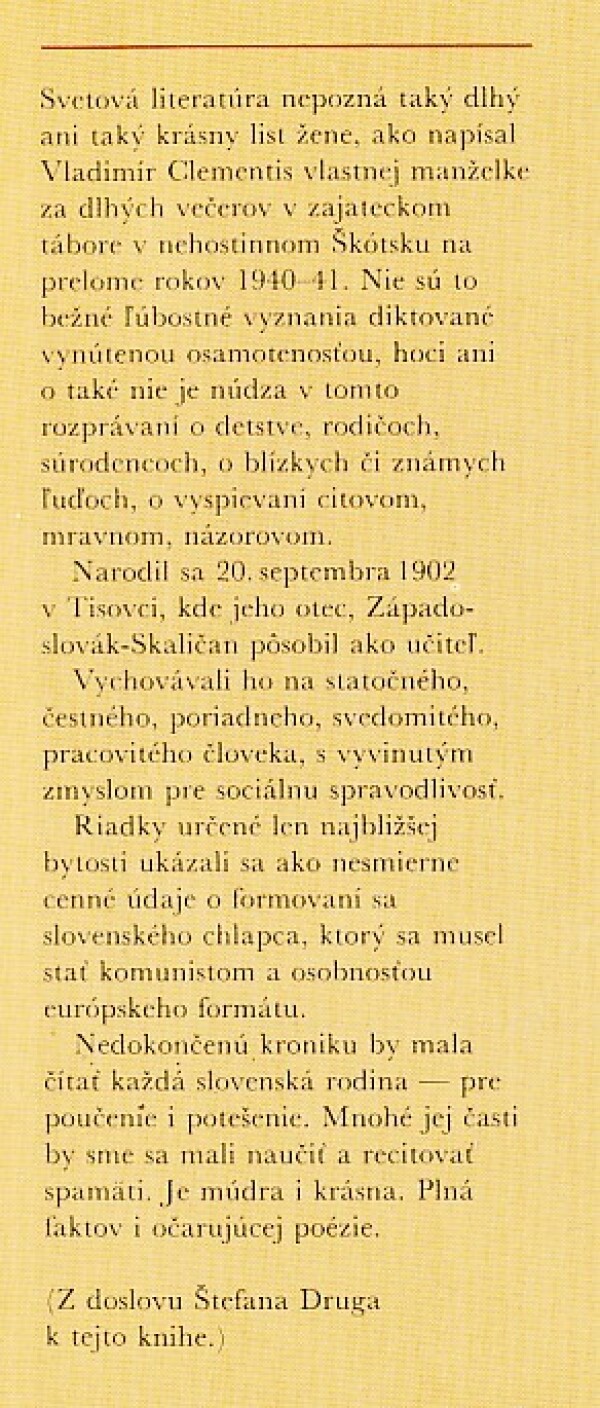 Vladimír Clementis: NEDOKONČENÁ KRONIKA
