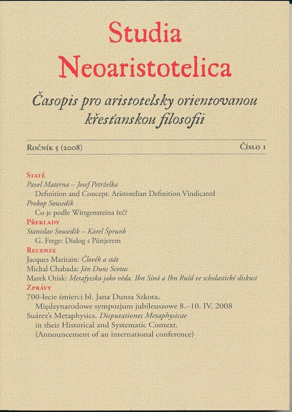 STUDIA NEOARISTOTELICA - RONÍK 5 (2008) - ČÍSLO 1