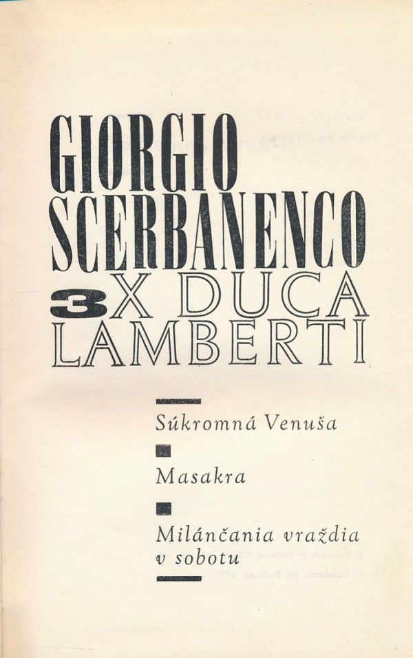 Giorgio Scerbanenco: 3X DUCA LAMBERTI