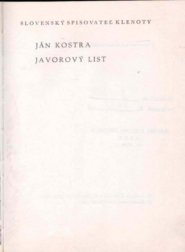 Ján Kostra: JAVOROVÝ LIST
