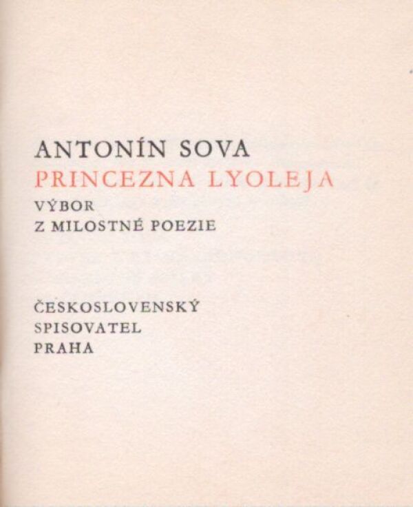 Antonín Sova: PRINCEZNÁ LYOLEJA