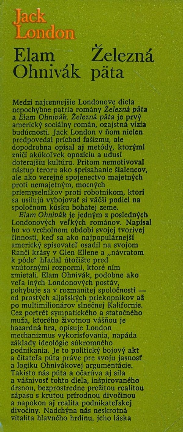 Jack London: ELAM OHNIVÁK. ŽELEZNÁ PÄTA